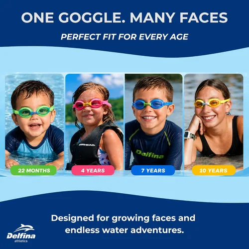 Miniatura 2 de Delfina Gafas de natación para niños de 2 a 7 años, cómodas, sin fugas, antivaho para niños para nadar Azul
