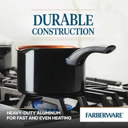 Miniatura 3 de Farberware Glide - Sartén antiadherente de cerámica de cobre con tapa, 3 cuartos de galón, color negro