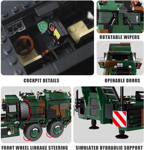 Miniatura 4 de Alemania HX-81 Heavy Transporter Juguetes de construcción WW2 Juguetes Transporte Tanque Camión Bloque de Construcción Ladrillos Regalos para Adultos