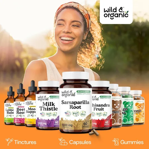 Miniatura 6 de Wild & Organic Cápsulas de raíz de zarzaparrilla, apoyo para la piel y la desintoxicación, suplemento de raíz de zarzaparrilla de 1000 mg, 30 días