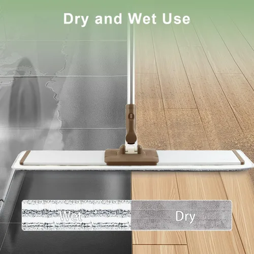 Miniatura 4 de CQT Sistema de Limpieza de Trapeador de Piso de Microfibra Plana Comercial de 24 Pulgadas Húmedo Seco y Polvo para Madera Dura con 4 Almohadillas