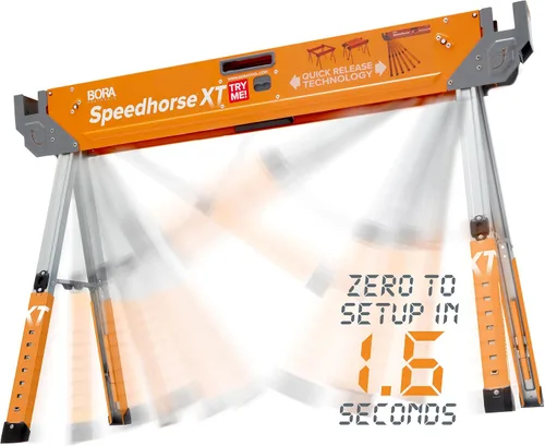 Miniatura 2 de Bora Portamate Speedhorse XT Par de caballetes - Paquete de dos, patas ajustables en altura de 30-36 pulgadas, parte superior de metal para 2x4