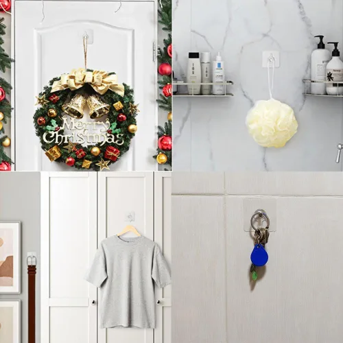 Miniatura 4 de 12 piezas de perchas para cuadros sin clavos, perchas de pared sin clavos, ganchos adhesivos para pared para colgar cuadros para cocina, baño, hogar