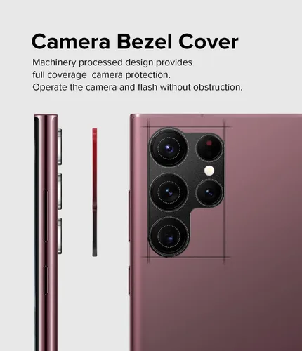 Miniatura 5 de Ringke Estilo de cámara compatible con Samsung Galaxy S22 Ultra 5G Protector de lente de cámara, marco de aluminio, adhesivo protector resistente