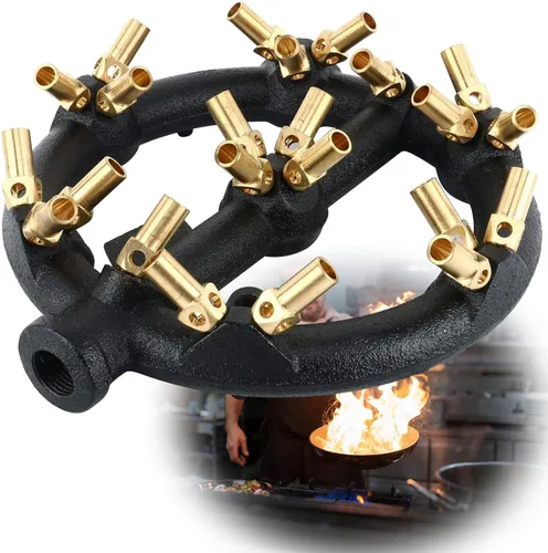 Homend Quemador de chorro de gas propano para la gama de wok chinos, parrilla, salteado, cuerpo de hierro fundido con boquilla redonda con 23 puntas