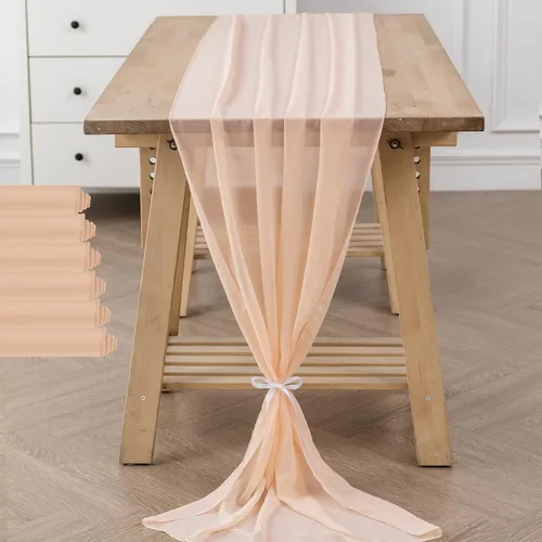 Miniatura 34 de Paquete de 2 caminos de mesa de gasa de 10 pies de 29 x 120 pulgadas, camino de mesa romántico transparente para boda, fiesta de cumpleaños