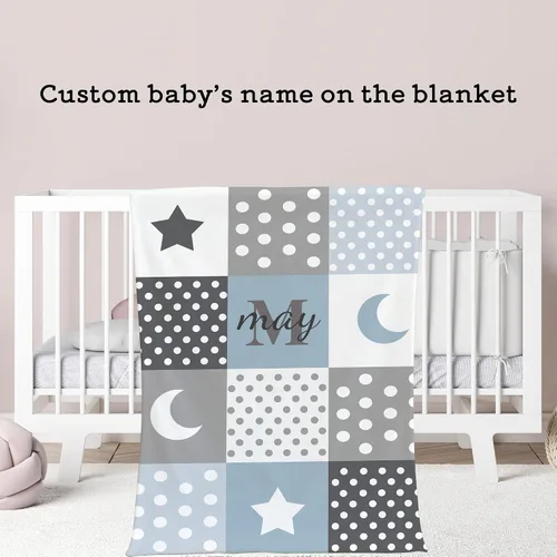 Miniatura 2 de Magimagine Mantas de bebé personalizadas, manta de bebé personalizada – Manta de bebé con nombre para niños, el mejor regalo para bebé, luna recién
