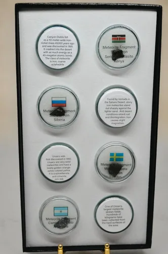 Miniatura 2 de Meteoritos de todo el mundo - Auténtica colección de fragmentos de meteoritos de 8 piezas con vitrina Regalo educativo de ciencia para niños