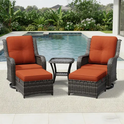 Miniatura 73 de Joyside Juego de sillas de mimbre para patio, juego de 3 piezas de mimbre para exteriores con 2 sillas reposabrazos y 1 mesa auxiliar para terraza