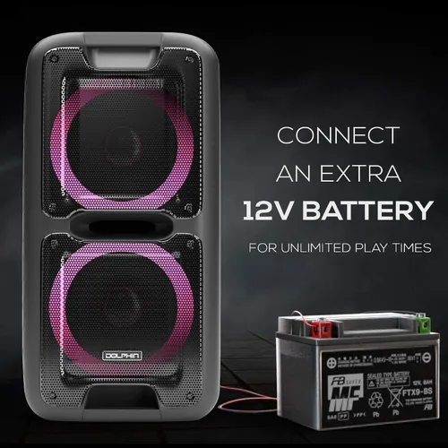 Miniatura 4 de Dolphin - Altavoz Bluetooth portátil con sonido activado, TWS, potentes X-Bass, woofers duales de 10 pulgadas, batería de larga duración