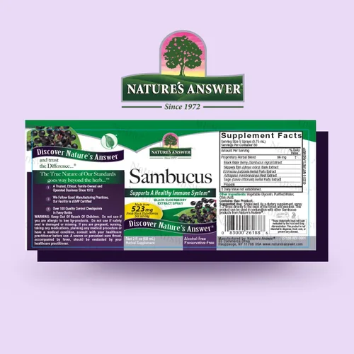 Miniatura 2 de Nature's Answer Sambucus Spray Apoya un sistema inmunológico saludable Infundido con olmo resbaladizo, salvia y equinaea Sin alcohol, sin