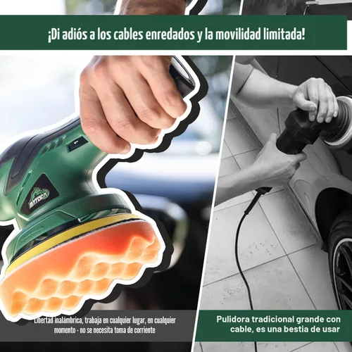Miniatura 7 de BATOCA - Pulidora inalámbrica para auto con búfer - 2 piezas de 2.0Ah, 12V pulidora recargable con batería de iones de litio sin escobillas con 6