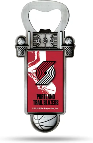 Miniatura 19 de Rico Industries Abrebotellas magnético de baloncesto de la NBA, acero inoxidable, imán fuerte para exhibir en el refrigerador