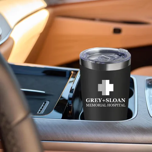 Miniatura 7 de Greys Grays Anatomy Merchandising, mercancía de programa de televisión, vaso de café helado de acero inoxidable aislado de 20 onzas con tapa, popote