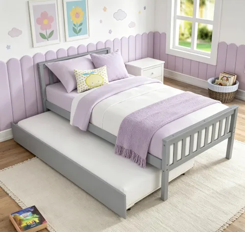 Miniatura 27 de Bellemave Cama infantil de tamaño individual con 2 cajones de almacenamiento, cama individual de madera con almacenamiento, marcos de cama