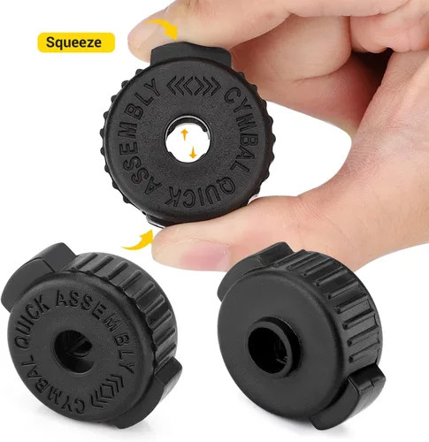 Miniatura 2 de Facmogu 6 piezas de tuercas de platillo de plástico negro, tuerca de platillo de 8 mm de ajuste rápido para kit de tambor de percusión, tuerca