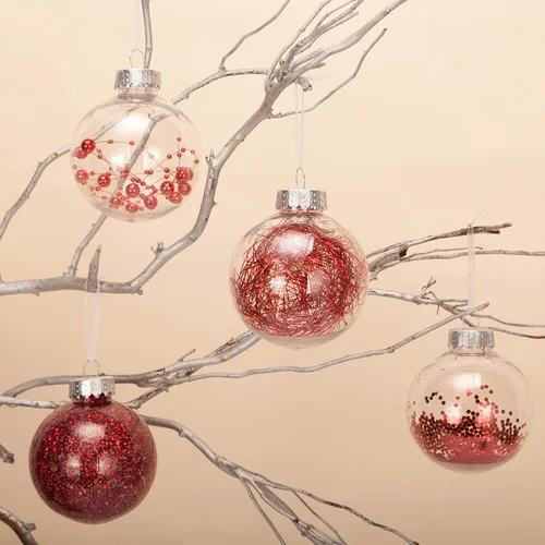 Miniatura 6 de AMS Adornos de bola de Navidad transparentes de 24 quilates, 2.36 pulgadas/2.362 in, juego de bolas de Navidad colgantes inastillables para árbol