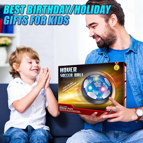 Miniatura 8 de Set de pelota de fútbol hover con 2 porterías - Fútbol recargable con energía LED, pelota flotante hover para interior/exterior, regalos de fútbol