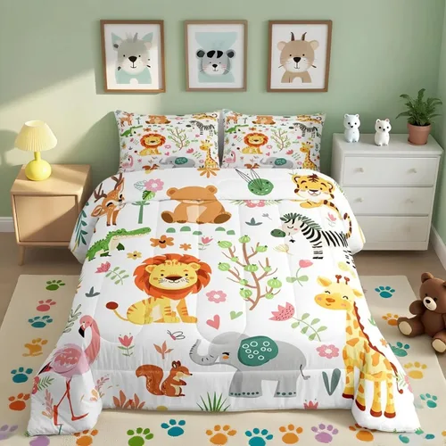 Miniatura 21 de Feelyou Juego de edredón de perezoso lindo juego de ropa de cama para niños y niñas, juego de edredón de mariposa de galaxia, hojas botánicas