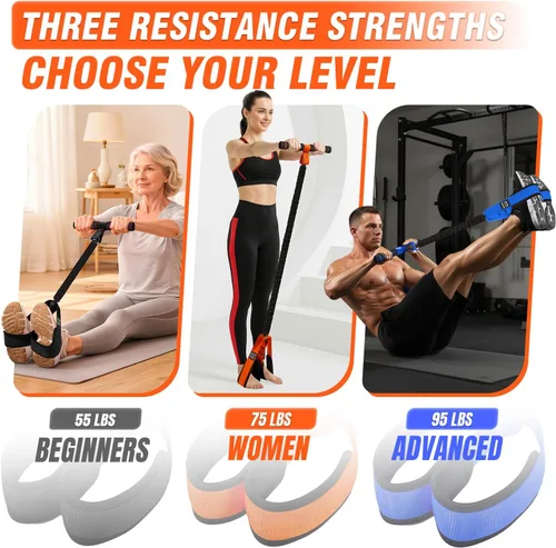 Miniatura 7 de Bandas de resistencia de pedal con asas, bandas de ejercicio mejoradas para mujeres para entrenamiento de cuerpo completo, núcleo, ABS, piernas