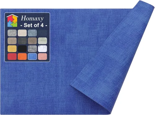 Miniatura 39 de Homaxy - Juego de 6 manteles individuales de piel sintética resistentes al calor para mesa de comedor, impermeables, lavables, limpiables, manteles