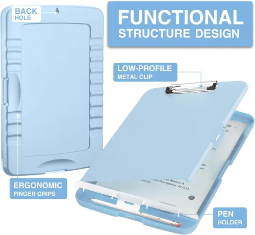 Miniatura 2 de Sooez Portapapeles con almacenamiento, tableros de clip de alta capacidad de 8.5 x 11 pulgadas con almacenamiento, carpeta de portapapeles