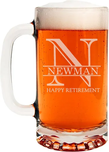 Miniatura 33 de Taza de cerveza de vidrio con monograma grabado de 16 onzas (letra B), regalos de cerveza personalizados de la A-Z para hombres, Día del Padre