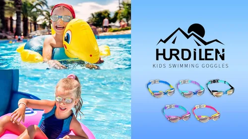 Miniatura 7 de gafas de natación para niños con pinza para la nariz, tapones para los oídos, puente de nariz para niños de 3 a 15 años Azul y púrpura
