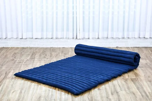 Miniatura 7 de Leewadee colchón tailandés enrollable para cama de invitados, tapete de yoga, para masaje tailandés, ecológico, orgánico y natural. Cl44 - Azul