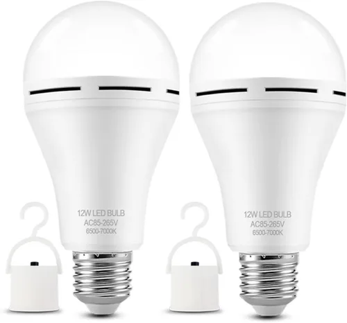 Bombilla LED recargable de emergencia con gancho, permanece encendida durante fallas de energía, 1500 mAh, 12 W, equivalente a 60 W, bombillas LED