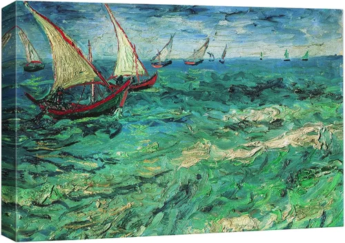 Miniatura 52 de Van Gogh - Lienzo con diseño giclée de olivos con cielo amarillo y sol, arte de pared de galería, estirado y enmarcado, listo para colgar, 24 x 36