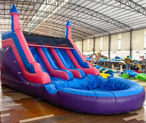 Tobogán acuático de grado comercial de 21 pies de largo para niños y adultos, (doble tobogán) (PVC completo resistente) (piscina de agua hermética