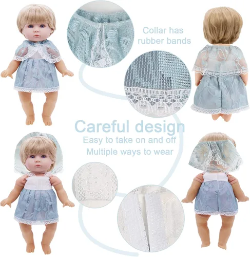 Miniatura 2 de Regalo de ropa y accesorios para muñecas: 8 piezas de ropa de muñeca Alive-Baby para muñecas de 12 pulgadas, 6 juegos completos de ropa de vestidos