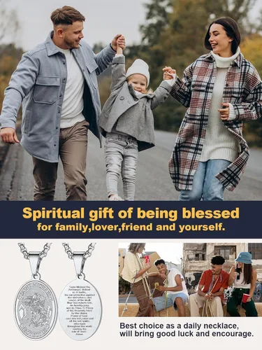 Miniatura 97 de U7 Saint Benedict/Michael Medal Necklace, 316L Stainless Steel Virgin Mary Necklace for Men Women, Bible Verse Protection Necklace Catholic