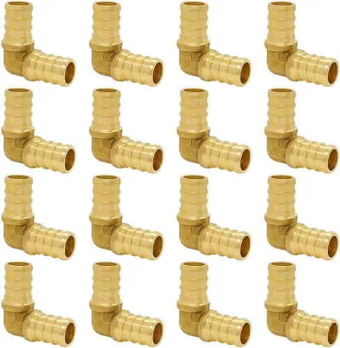Miniatura 10 de Hooshing 9 unids 1/2 pulgada PEX 90 grados codo de latón sólido púas engarzado accesorios para trabajos de fontanería de tubería PEX