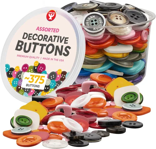 Miniatura 18 de 500 botones surtidos (aproximadamente) para manualidades – Contenedor a granel de 1 libra – Botones pequeños y grandes para coser, camisas, ropa