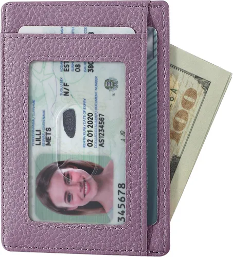 Miniatura 129 de Travelambo billetera mediana y minimalista de cuero para bolsillo frontal, con bloqueo de interferencia de radiofrecuencia
