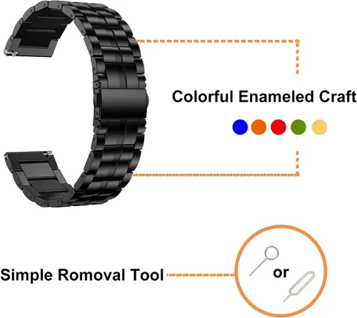 Miniatura 3 de Vivoactive - Correa de metal 4S, Venu 3S/2S, compatible con correas de reloj Fossil de 0.709 in, correa de acero inoxidable esmaltado compatible