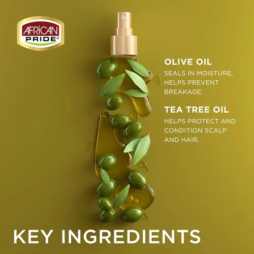 Miniatura 3 de African Pride Acondicionador sin enjuague Olive Miracle (paquete de 3) enriquecido con aceite de oliva y árbol de té para sellar la humedad y evitar