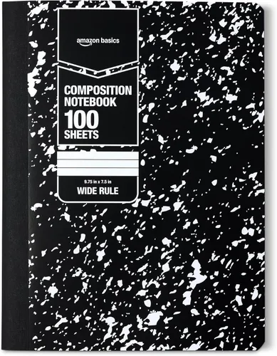 Miniatura 14 de Amazon Basics Cuaderno de composición, rayas universitarias, 100 hojas, 9.75 x 7.5 pulgadas, 1 paquete, mármol negro