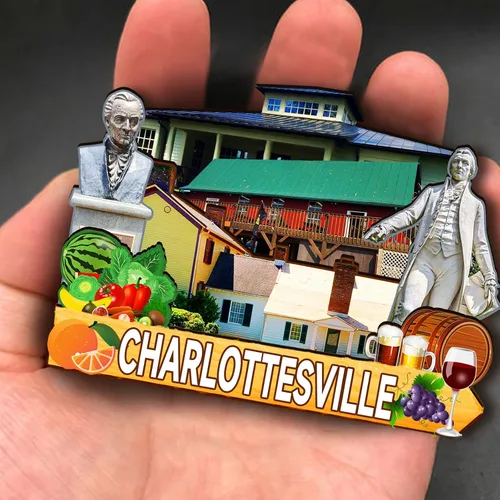 Miniatura 4 de Imán de madera de Charlottesville de Estados Unidos, imanes 3D para nevera, recuerdos coleccionables, decoración hecha a mano, 2