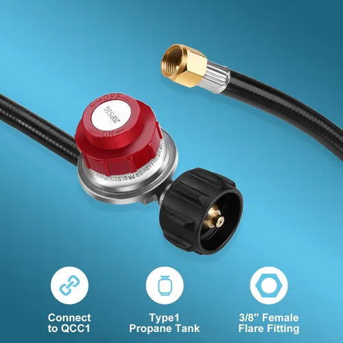 Miniatura 5 de Quemadores de gas propano de hierro fundido de alta presión, quemador de cocina de propano con regulador de propano ajustable de alta presión de 20