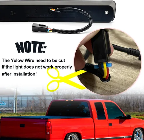 Miniatura 5 de Tercera luz de freno LED de repuesto para 1994-2000 OBS Chevy C1500 K1500 C/K Camiones de cabina extendida GMT400 LED rojo 3er centro de freno