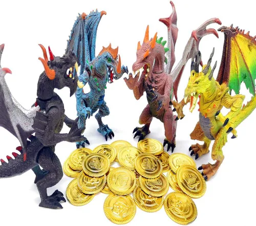 Miniatura 5 de Guaishou Ancient Dragon Knight - Figura de acción de 4 piezas con moneda dorada, 20