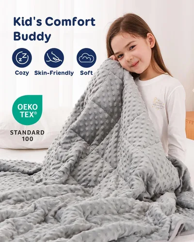 Miniatura 3 de Kivik Manta con peso de 3 libras, manta pesada de puntos Minky suave refrescante para una mejor relajación y sueño, lavable a máquina, 36 x 48 Gris