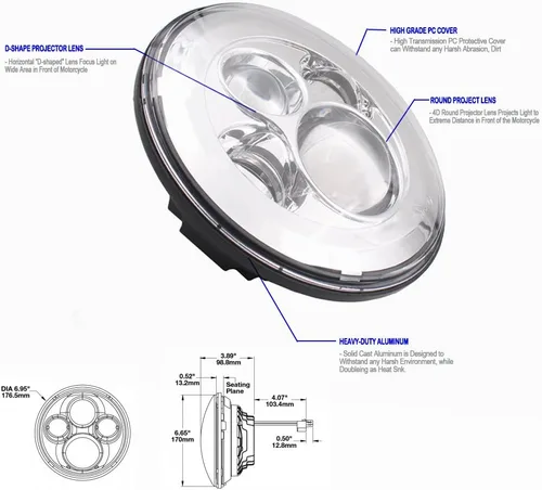 Miniatura 4 de Belt&Road - Faro delantero LED redondo de 7 pulgadas para 2014-2023 + HD Street Glide Special y Road King Special, Hi-Lo Beam con adaptador de doble