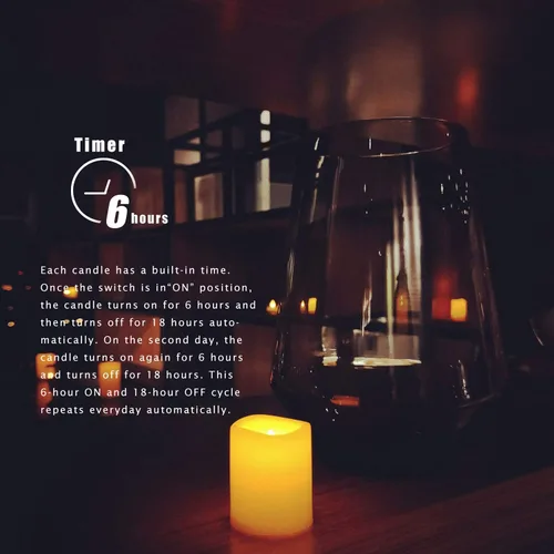 Miniatura 4 de Velas de té sin llama parpadeantes LED votivas con temporizador, operadas a batería / 6 horas encendidas y 18 horas apagadas por ciclo, velas LED