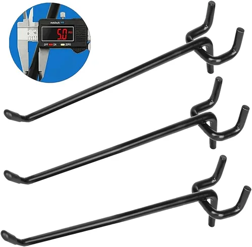 Miniatura 9 de Paquete de 80 ganchos para tablero de clavijas de 2/4/6/8 pulgadas, ganchos negros extra gruesos de 1/4 pulgadas para colgar, accesorios de tablero