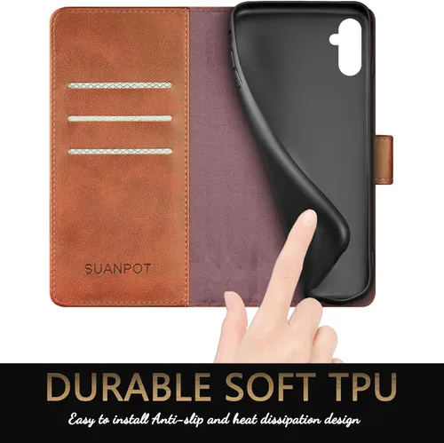 Miniatura 6 de SUANPOT Funda tipo cartera para Samsung Galaxy A13 5G con bloqueo RFID, tarjetero de crédito, funda protectora de piel sintética con tapa