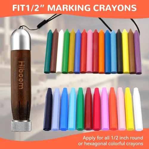 Miniatura 2 de Hiboom Paquete de 2 soportes para lápices de madera para crayones redondos o hexagonales de 1/2 pulgadas, soporte para lápices de madera